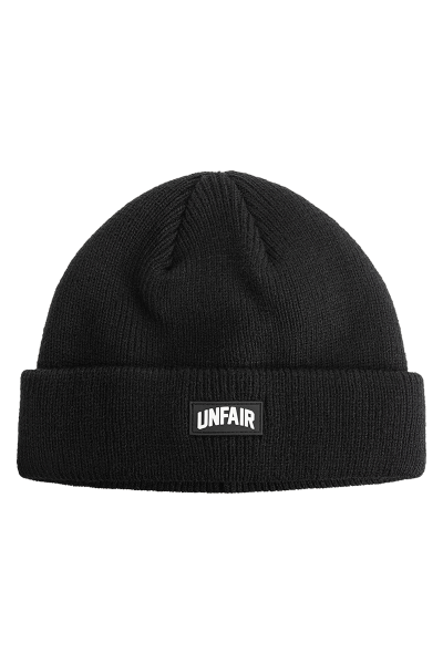 Unfair Curved Patch Beanie Black