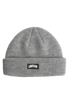 Unfair Curved Patch Beanie Grey Melange