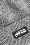 Unfair Curved Patch Beanie Grey Melange