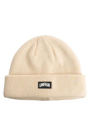 Unfair Curved Patch Beanie Beige