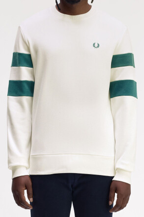 Fred Perry Peached Tipped Sleeve Sweatshirt Snow White
