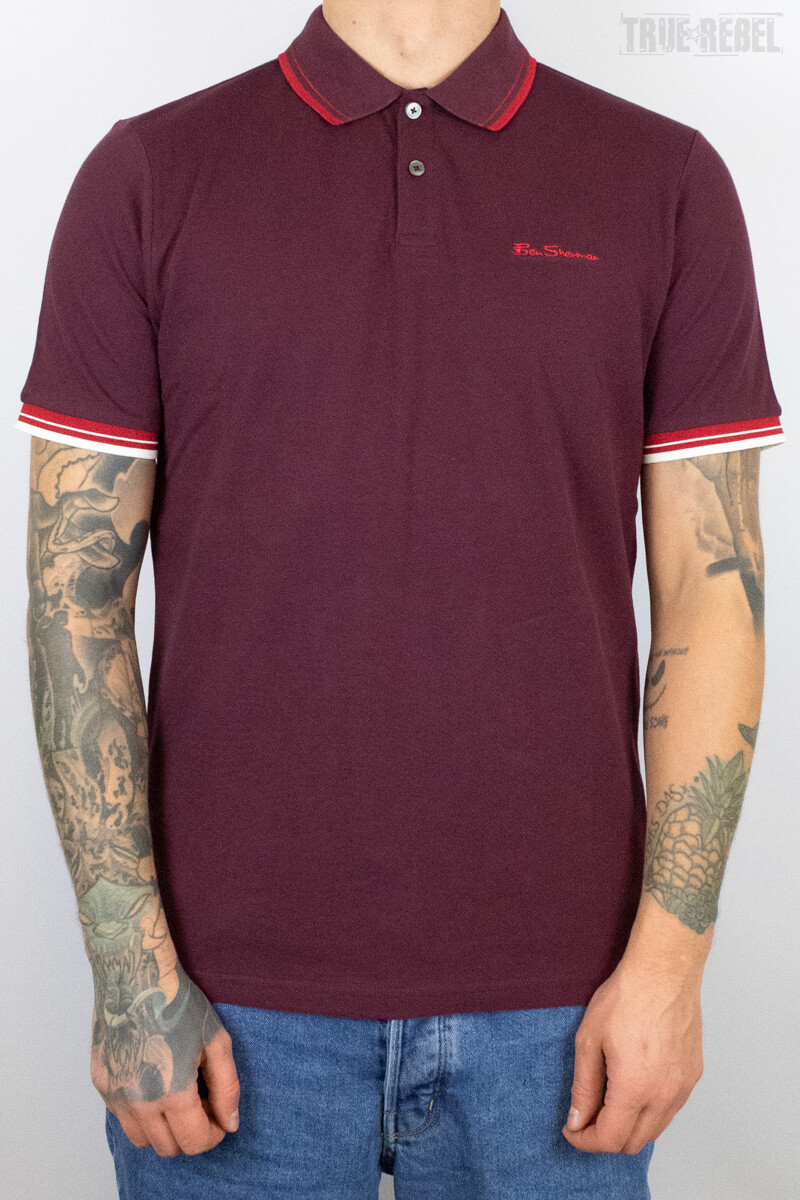 Ben Sherman Signature Pique Polo Shirt Dark Wine