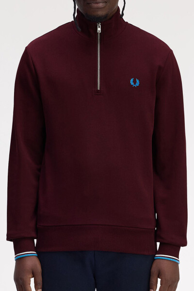 Fred Perry Halfzip Sweater Oxblood Ecru
