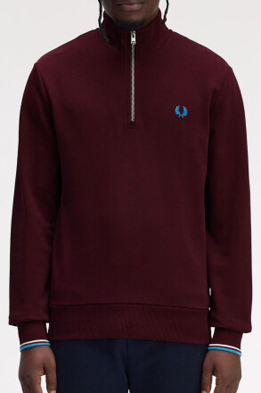 Fred Perry Halfzip Sweater Oxblood Ecru