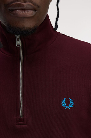 Fred Perry Halfzip Sweater Oxblood Ecru