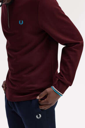Fred Perry Halfzip Sweater Oxblood Ecru