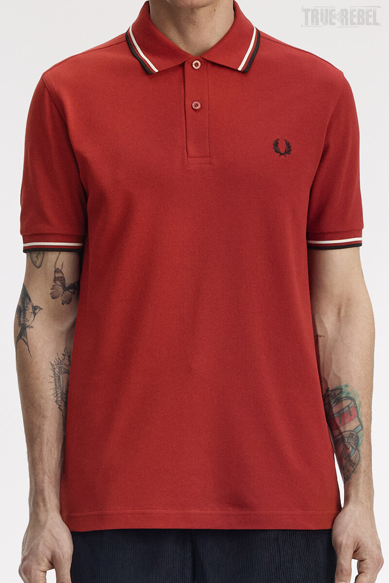 Fred Perry Twin Tipped Polo Shirt Burnt  box