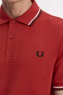 Fred Perry Twin Tipped Polo Shirt Burnt Red Ecru