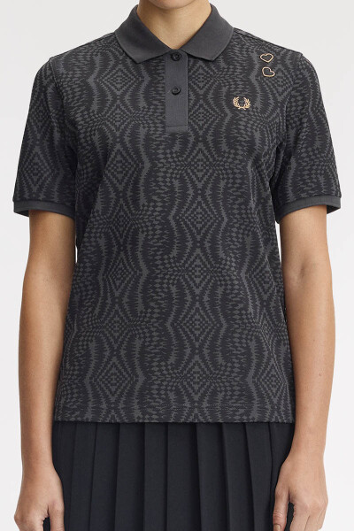 Fred Perry Amy Winehouse Printed Polo Shirt Anchor Grey
