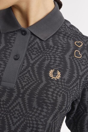 Fred Perry Amy Winehouse Printed Polo Shirt Anchor Grey
