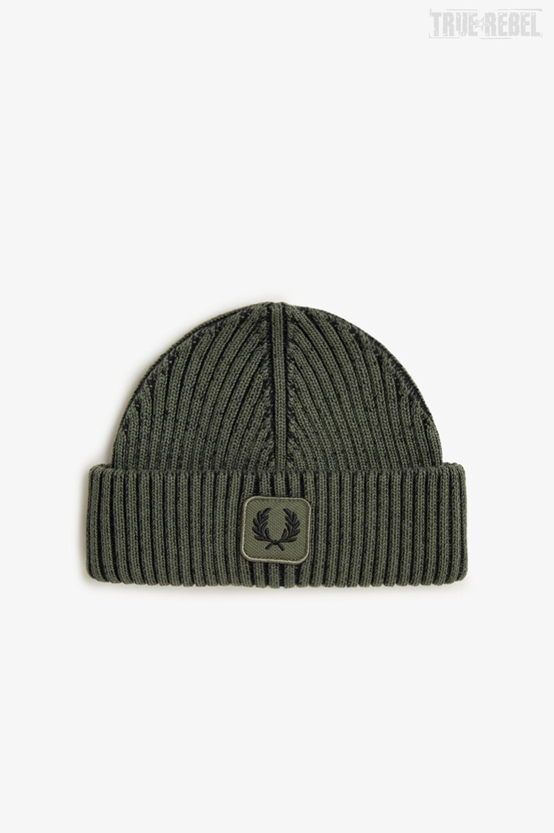 Fred Perry Cotton Ribbed Beanie LW Green Black
