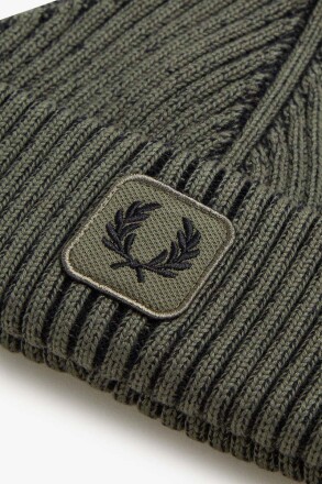 Fred Perry Cotton Ribbed Beanie LW Green Black