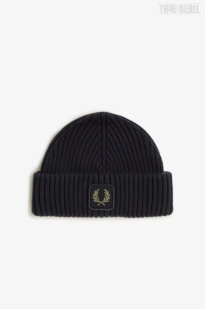Fred Perry Cotton Ribbed Beanie Black