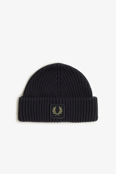 Fred Perry Cotton Ribbed Beanie Black