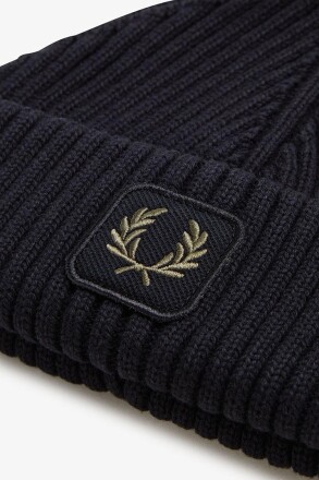 Fred Perry Cotton Ribbed Beanie Black
