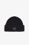 Fred Perry Cotton Ribbed Beanie Black