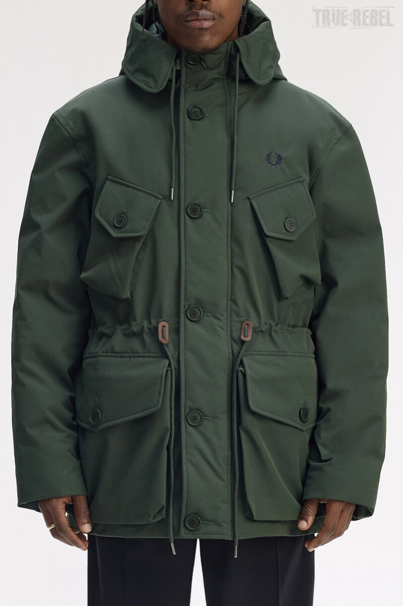 Fred Perry Patch Pocket Puffer Jacket Court Green