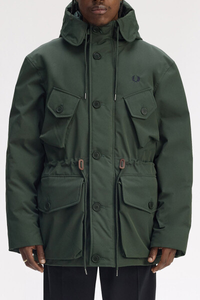 Fred Perry Patch Pocket Puffer Jacket Court Green
