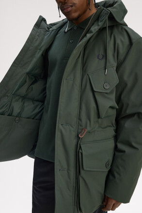 Fred Perry Patch Pocket Puffer Jacket Court Green