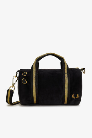 Fred Perry Amy Winehouse Mini Velour Barrel Bag Black