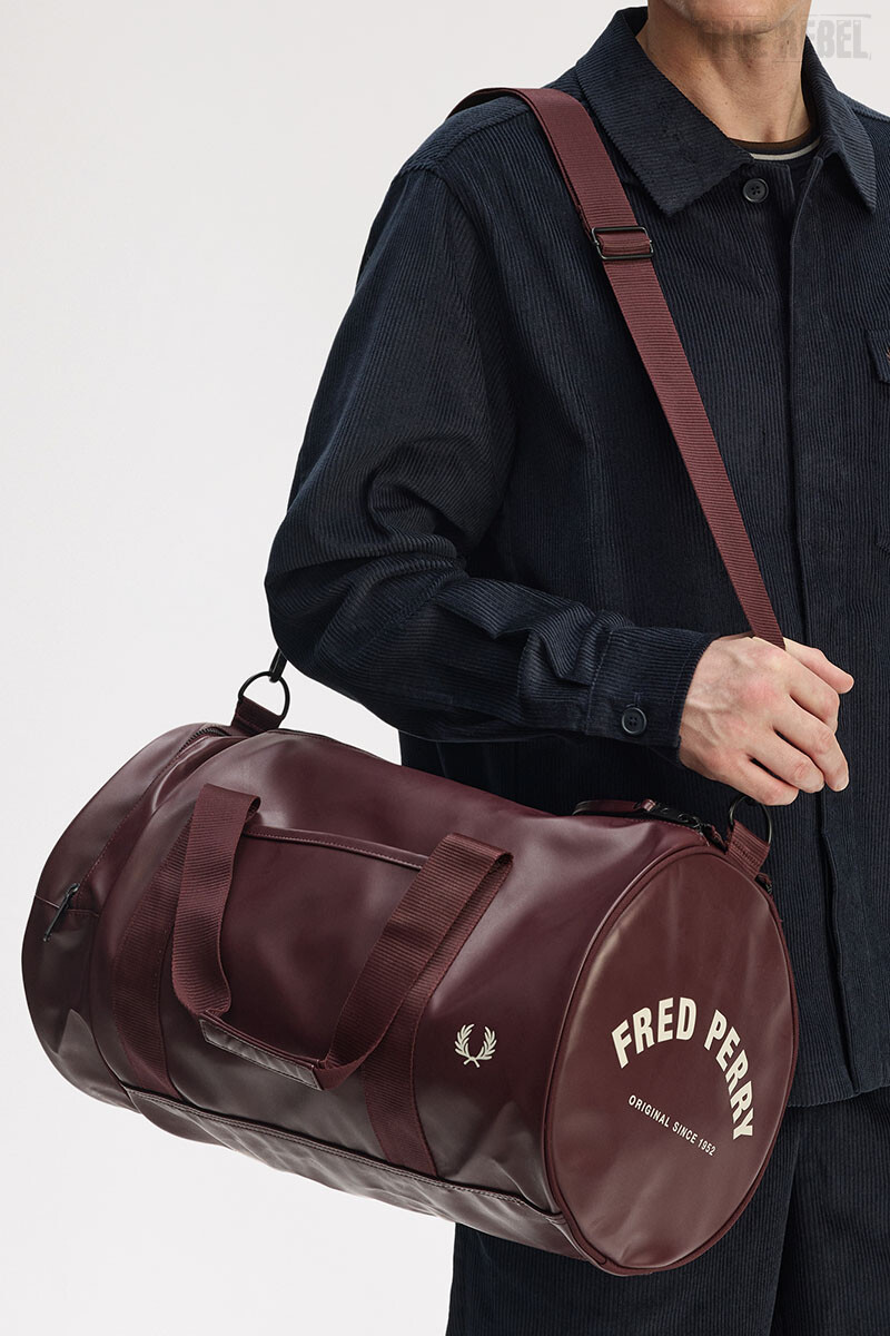 Fred Perry Tonal Classic Barrel Bag Oxblood