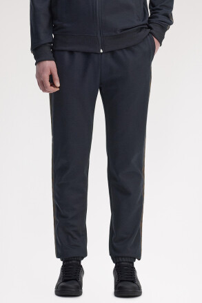Fred Perry Contrast Tape Track Pants Navy Burnt Tobacco