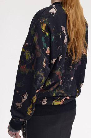 Fred Perry Floral Print Sweater Black