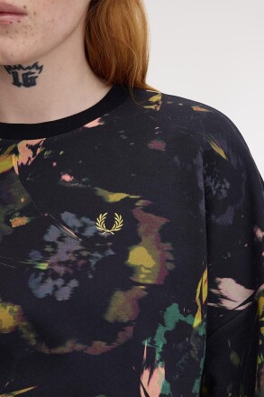 Fred Perry Floral Print Sweater Black