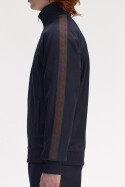 Fred Perry Contrast Tape Track Jacket Navy Burnt Tobacco