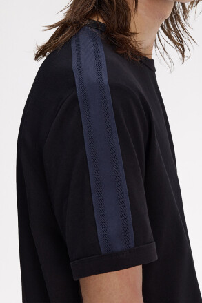 Fred Perry Mesh Taped Ringer T-Shirt Black