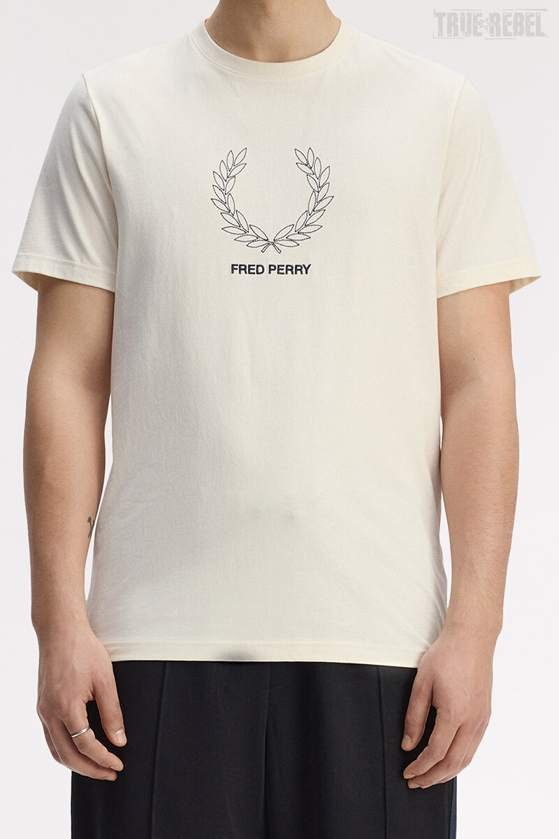 Fred Perry Outline Laurel Wreath T-Shirt Ecru