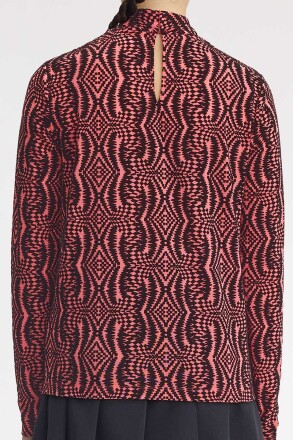 Fred Perry Amy Winehouse Flock Print Mesh Top Flamingo Tan