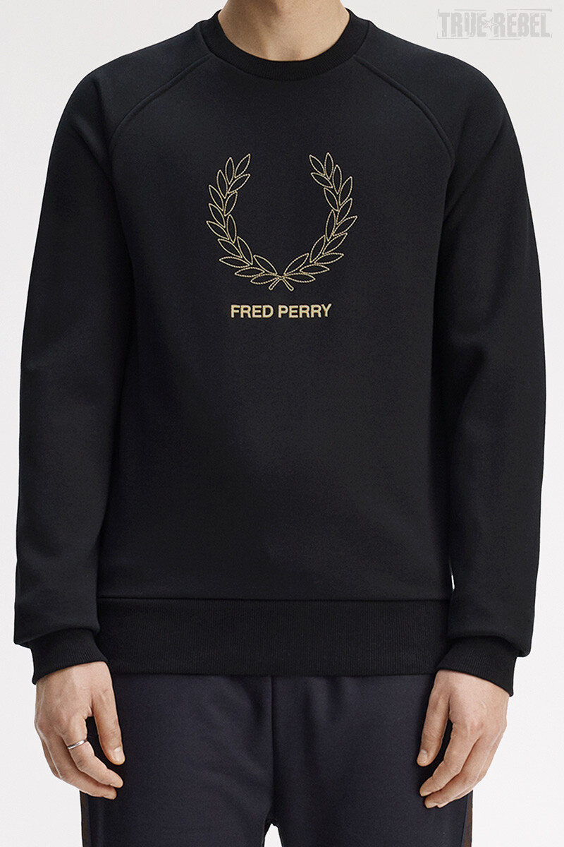 Fred Perry Outline Laurel Wreath Sweater Black