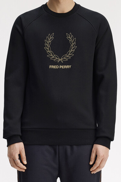 Fred Perry Outline Laurel Wreath Sweater Black