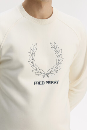 Fred Perry Outline Laurel Wreath Sweater Ecru