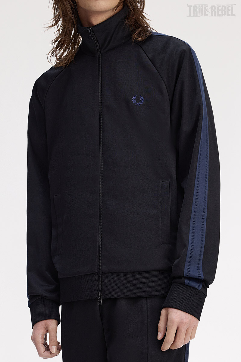 Fred Perry Mesh Taped Track Jacket Black