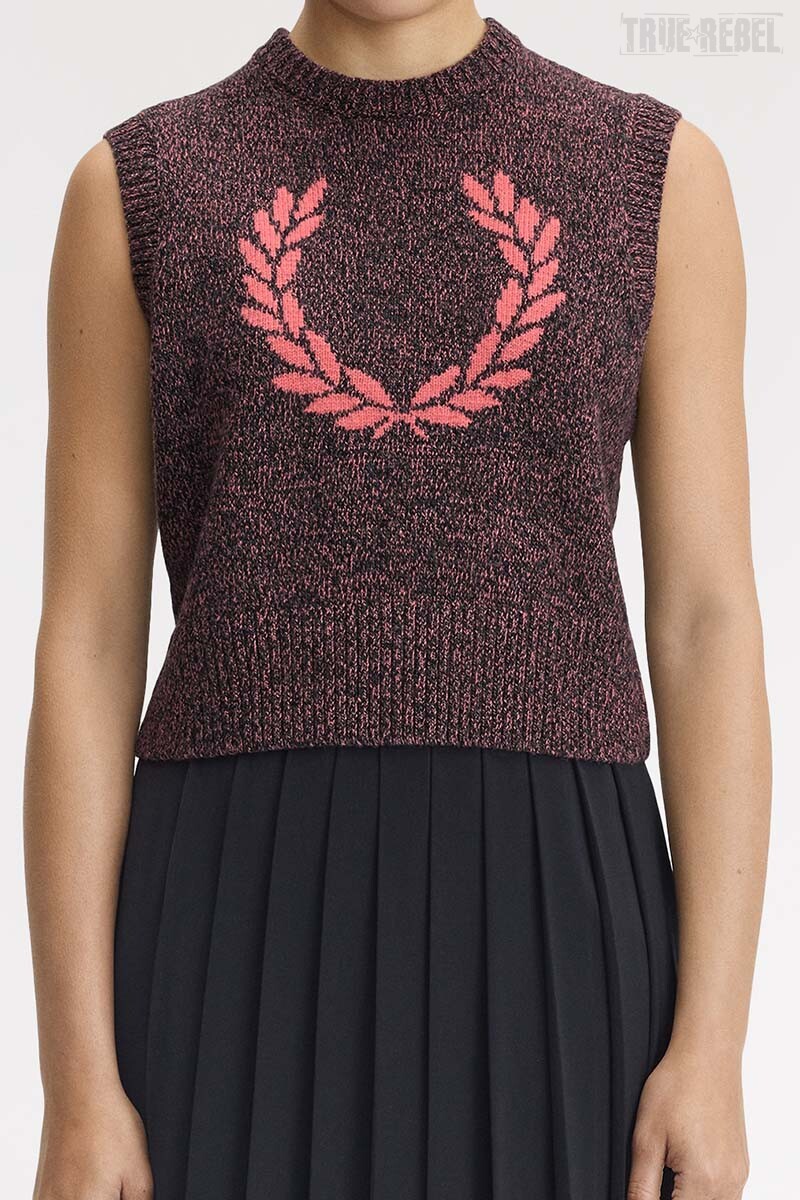 Fred Perry Ladies Twisted Marl Knitted Tank Flamingo Tan