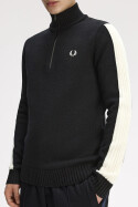 Fred Perry Ribbed Sleeve Half Zip Jumper Black
