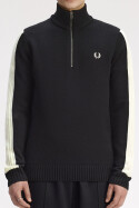 Fred Perry Ribbed Sleeve Half Zip Jumper Black