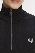 Fred Perry Ribbed Sleeve Half Zip Jumper Black