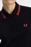 Fred Perry Ladies Twin Tipped Polo Black Flamingo Tan