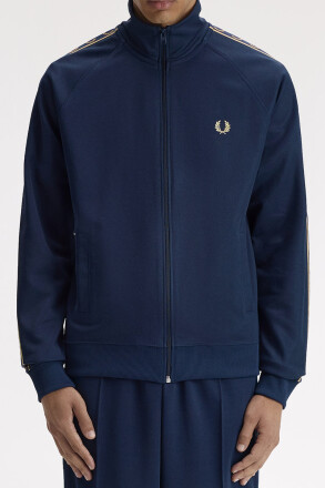 Fred Perry Contrast Tape Track Jacket Tennis Blue Champagne