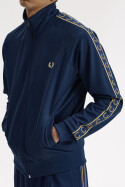 Fred Perry Contrast Tape Track Jacket Tennis Blue Champagne