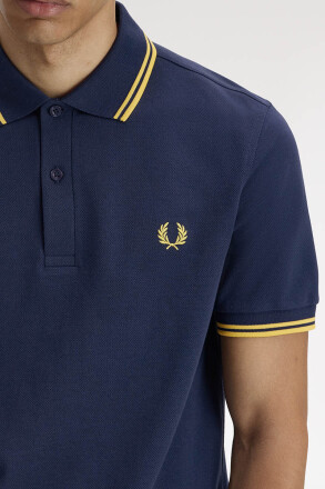 Fred Perry Twin Tipped Polo Shirt Tennis Blue Lemon Barley