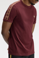 Fred Perry Contrast Tape Ringer T-Shirt Oxblood Champagne