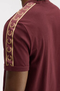 Fred Perry Contrast Tape Ringer T-Shirt Oxblood Champagne