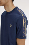 Fred Perry Contrast Tape Ringer T-Shirt Tennis Blue Champagne