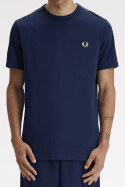Fred Perry Contrast Tape Ringer T-Shirt Tennis Blue Champagne