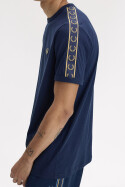 Fred Perry Contrast Tape Ringer T-Shirt Tennis Blue Champagne