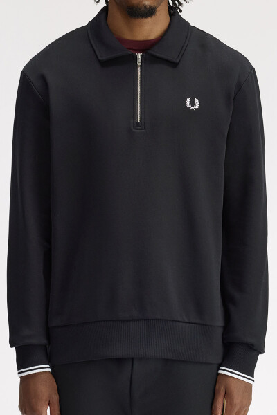 Fred Perry Half Zip Collared Sweatshirt Black